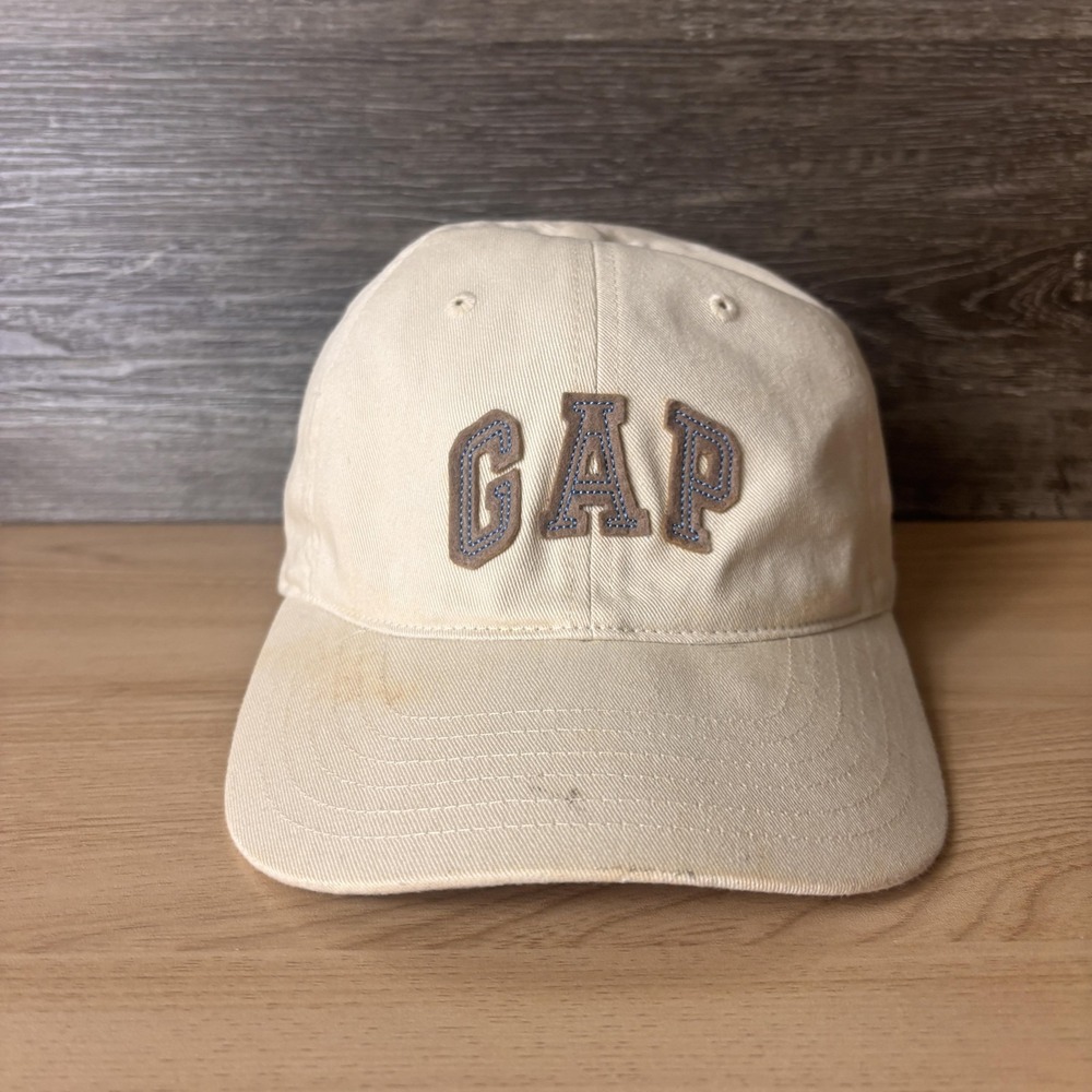 GAP Hat Cap Strap Back Mens Beige Khaki Embroidered Dad Hat Twill Classic Casual